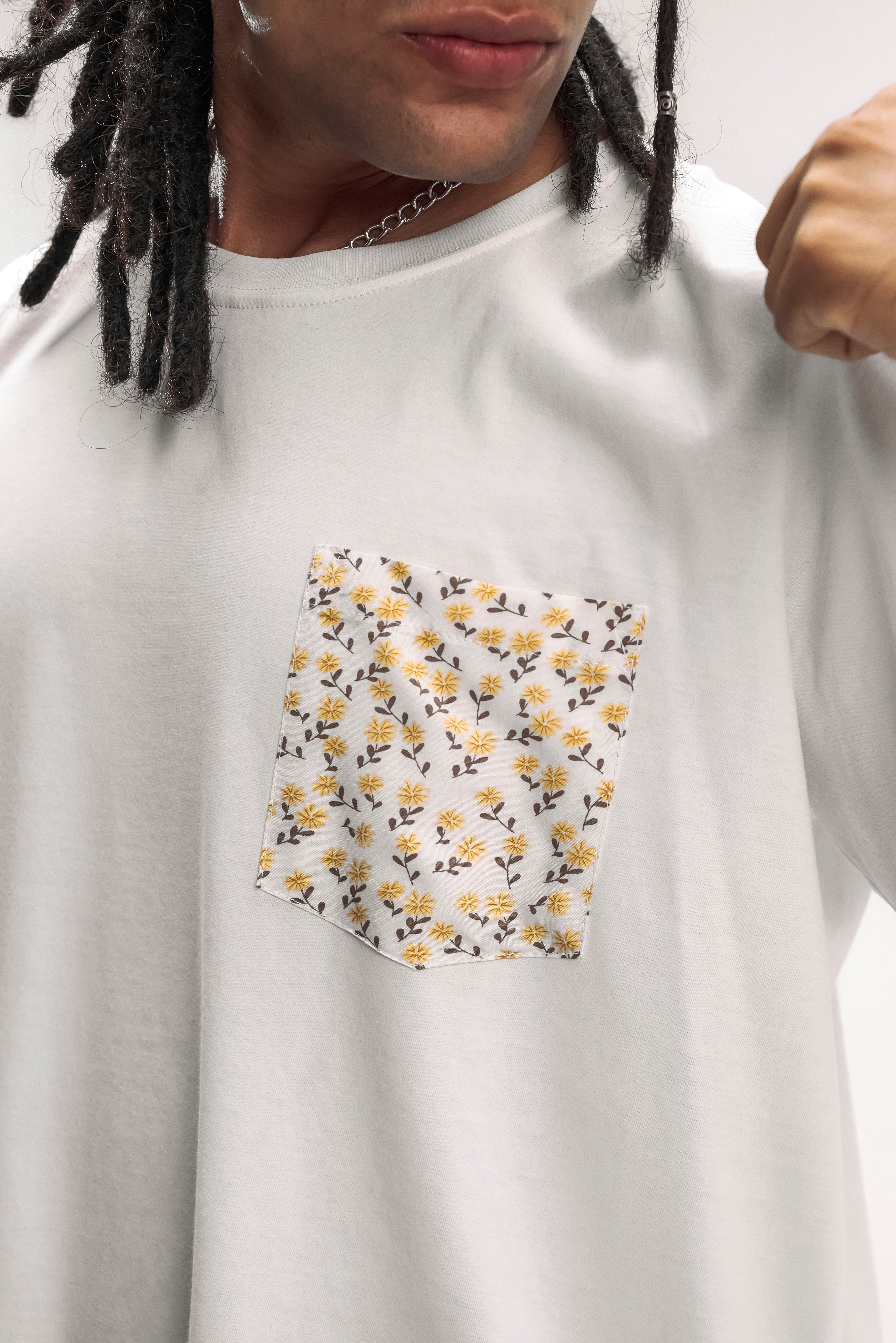 Flowers Pocket Tee - Blanco