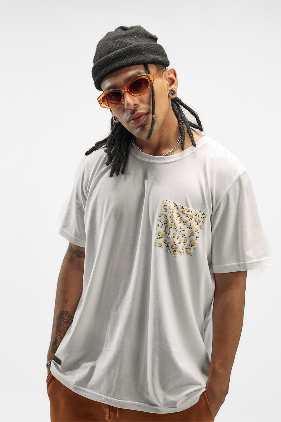 Flowers Pocket Tee - Blanco